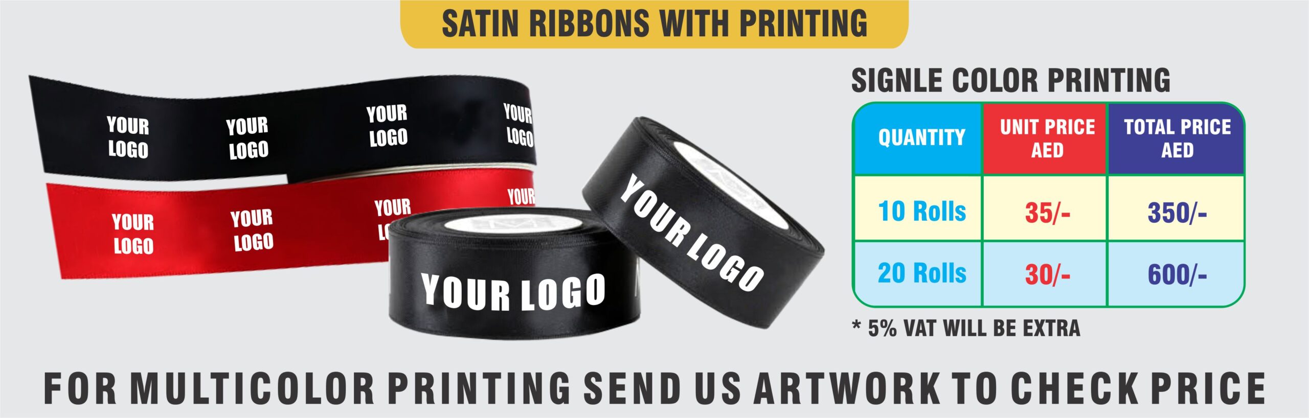 Customised Ribbon Printing-ribbon supplier in dubai-Ribbon printing in dubai